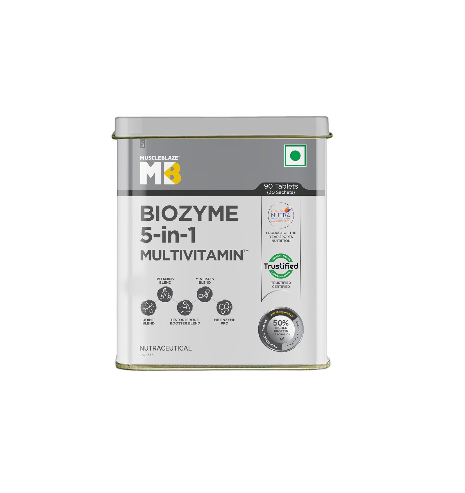 MuscleBlaze Biozyme Daily Multivitamin (90 Tablets) | 5-in-1