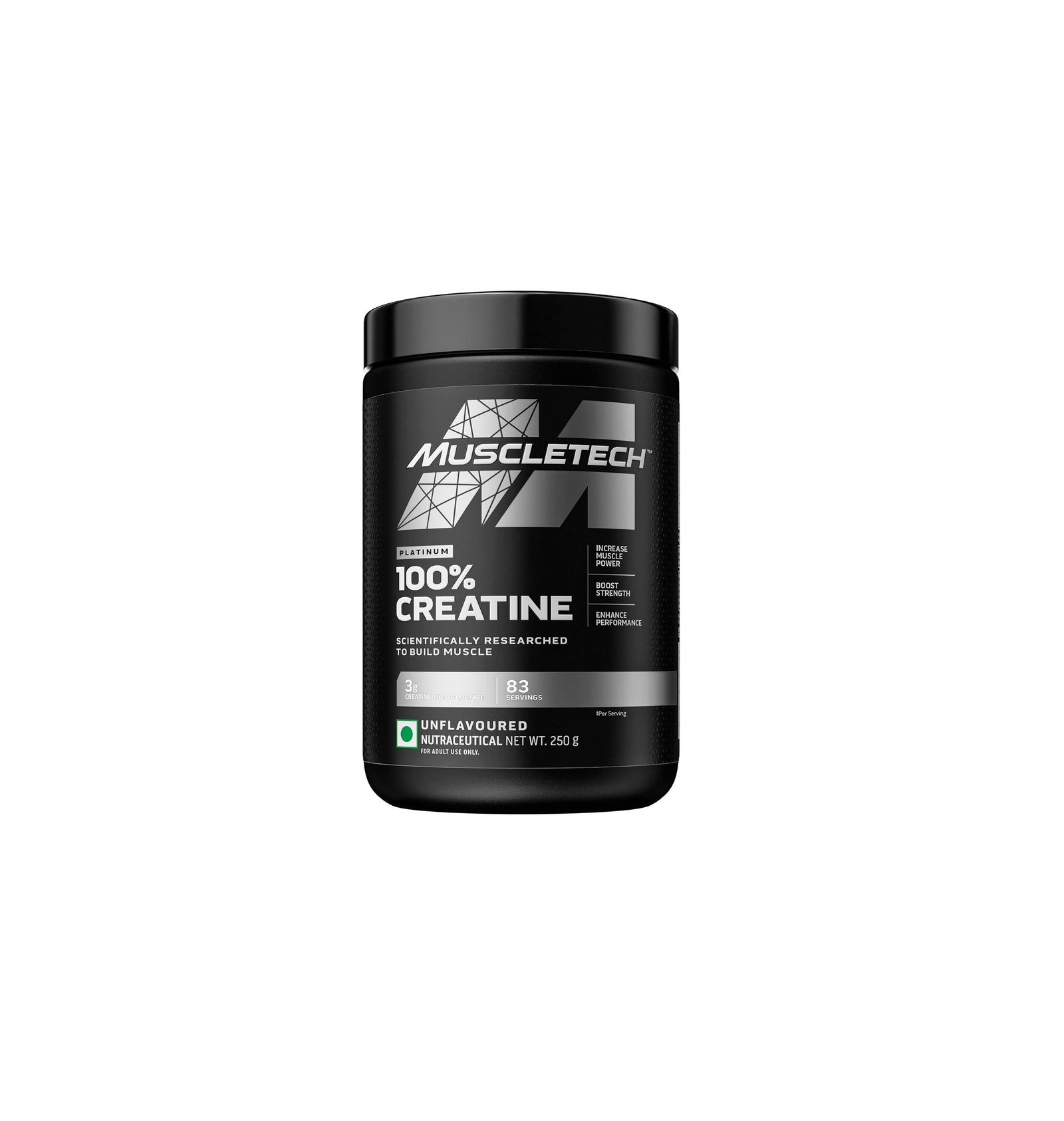 MuscleTech Platinum 100% Creatine Powder - Unflavoured - 250gm, 83 Servings