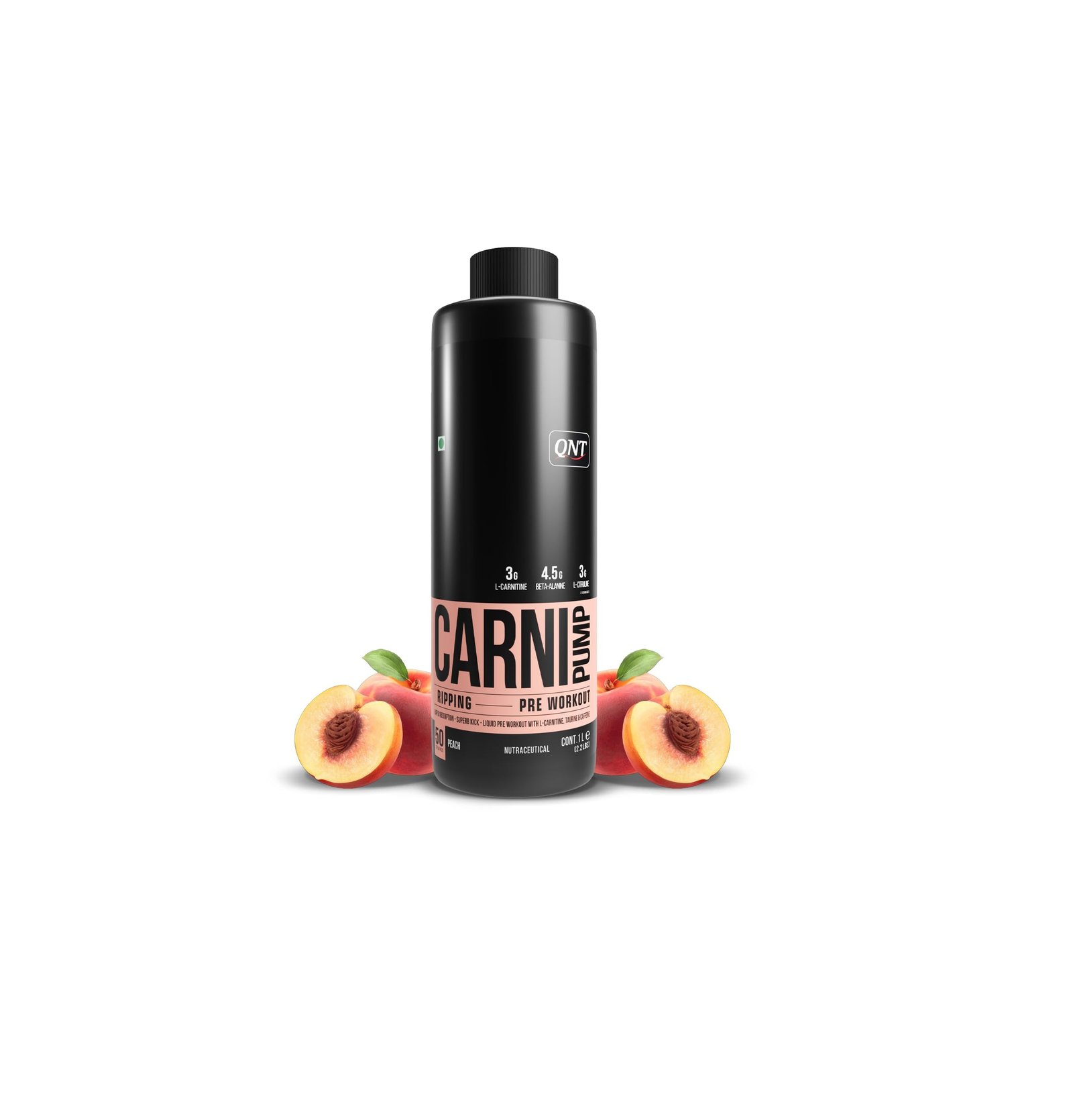 QNT CARNIPUMP | Liquid Pre Workout | Peach | 1L, 50 Servings