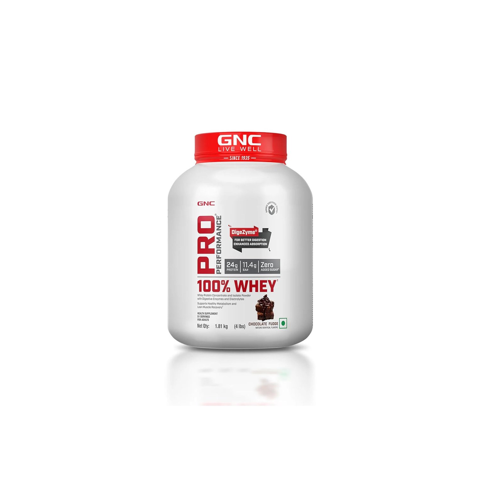 GNC Pro Performance 100% Whey Protein | 4 lbs, 1.81 Kg | Chocolate Fudge