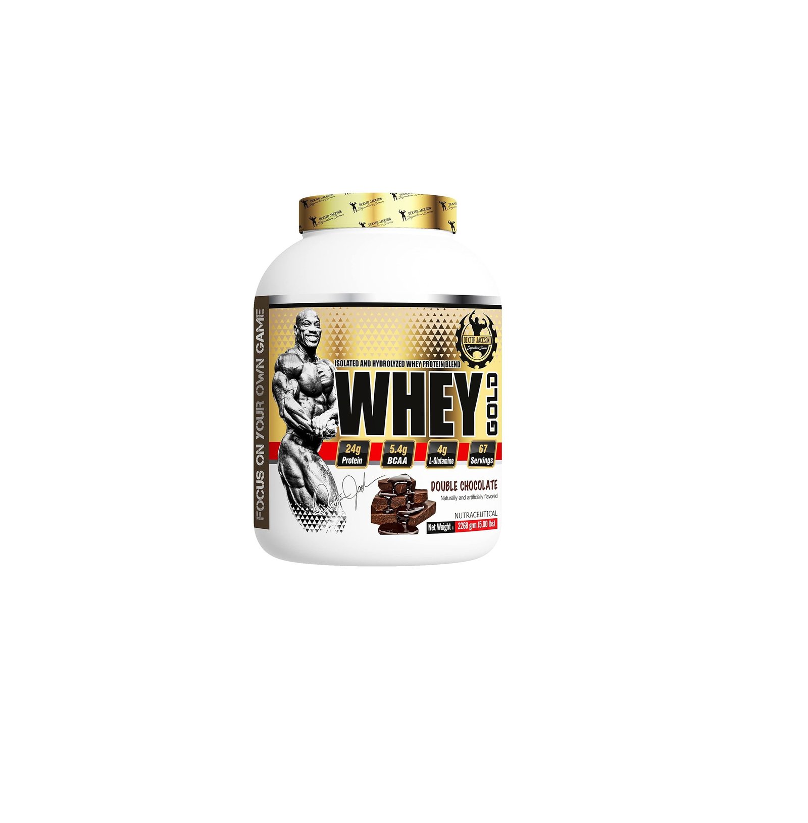 Dexter Jackson Signature Series Whey Gold - Isolate & Hydrolysed Whey Protein Blend | Double Chocolate Flavour | 67 Servings, 2268G (5 Lbs)