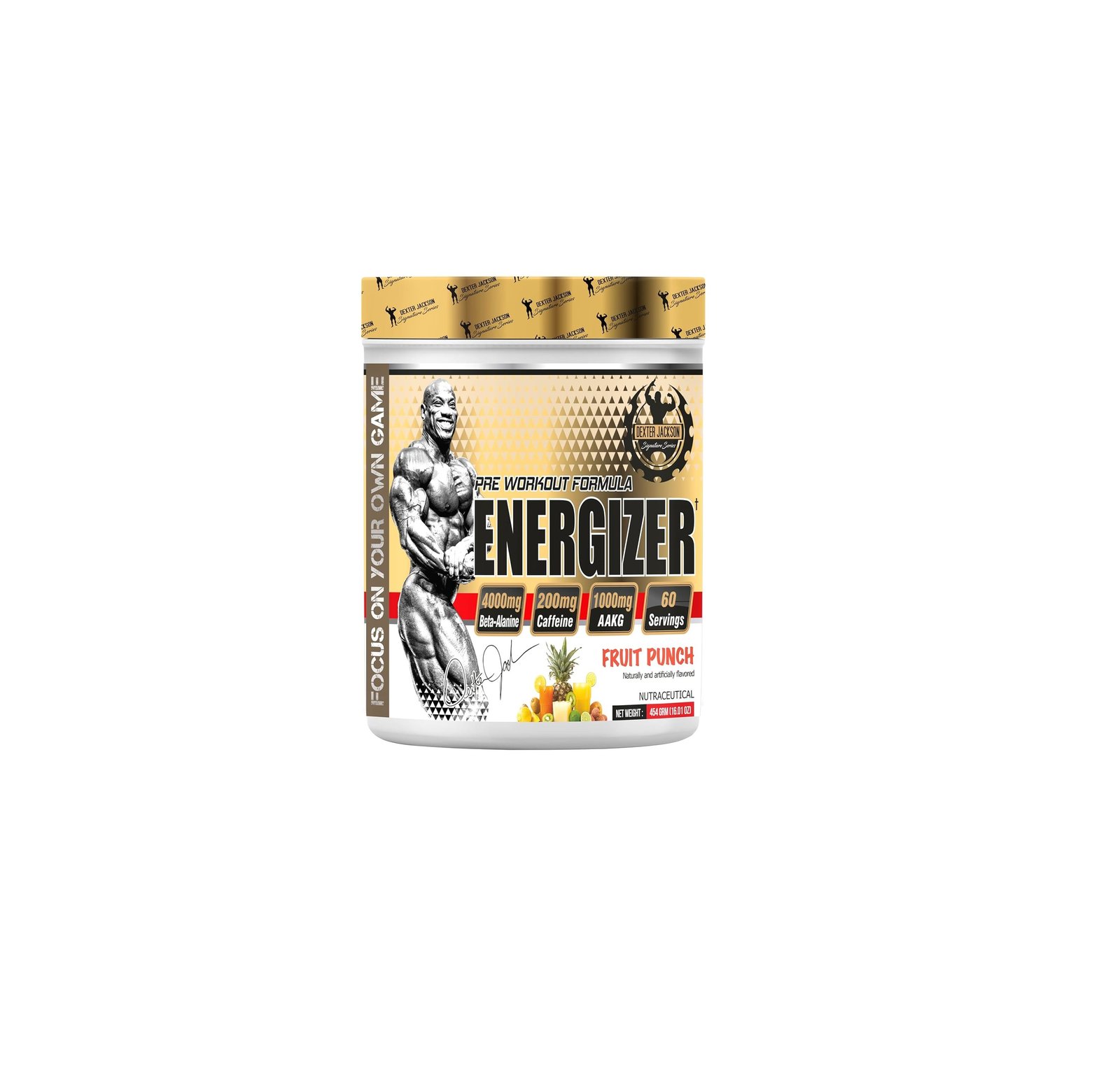 Dexter Jackson Energizer | Pre-Workout Powder | Fruit Punch Flavour | 60 Servings, 454 Gram