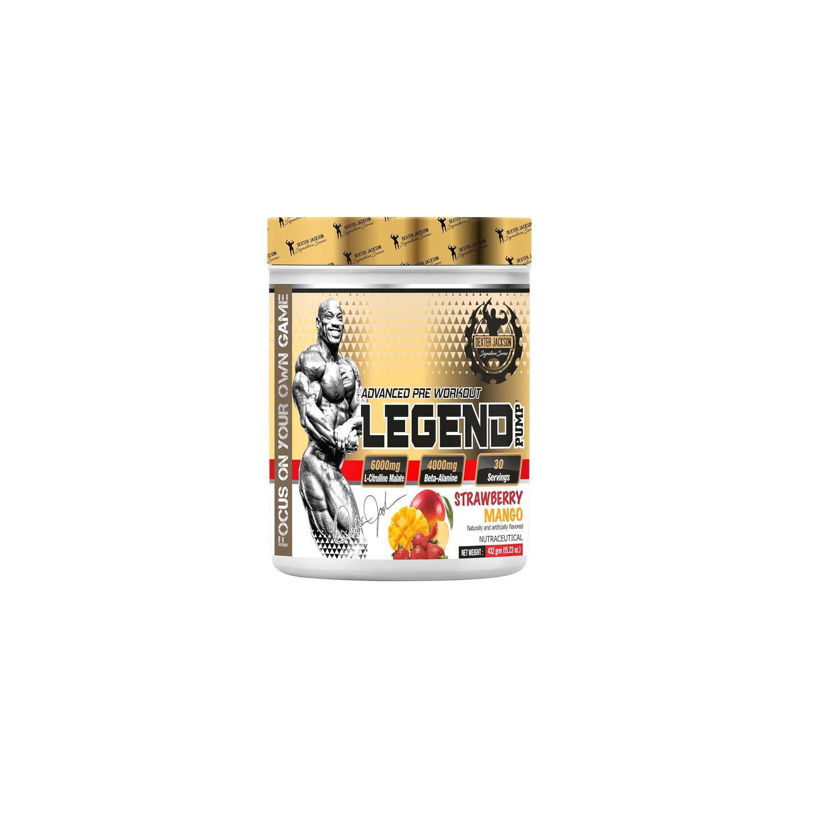 Dexter Jackson Legend Pump Pre-Workout - Strawberry Mango Flavour | Advanced Formula | 432g, 30 Servings