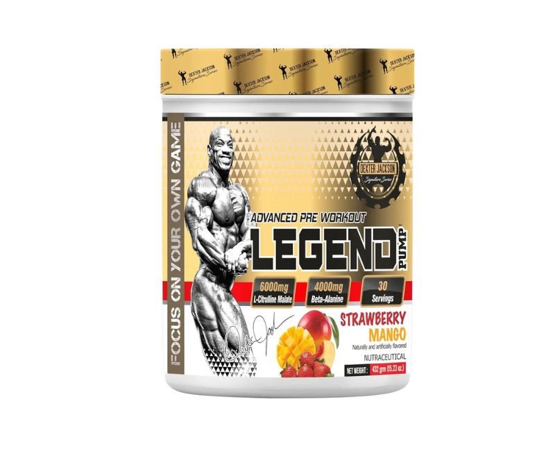Dexter Jackson Legend Pump Pre-Workout - Strawberry Mango Flavour | Advanced Formula | 432g, 30 Servings