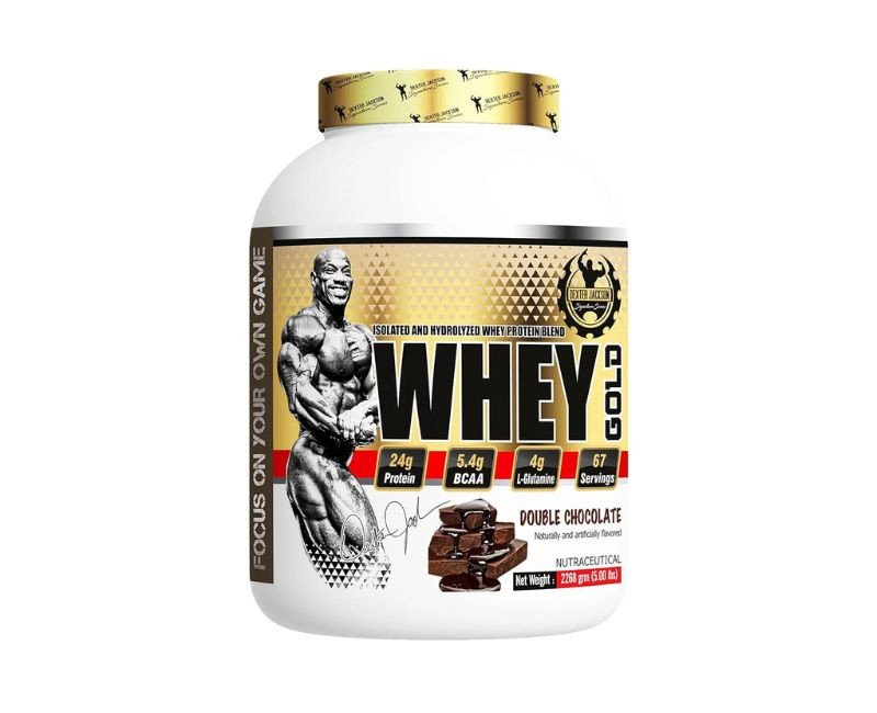 Dexter Jackson Signature Series Whey Gold - Isolate & Hydrolysed Whey Protein Blend | Double Chocolate Flavour | 67 Servings, 2268G (5 Lbs)