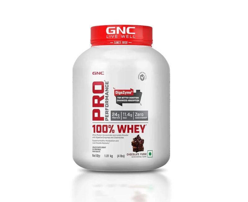 GNC Pro Performance 100% Whey Protein | 4 lbs, 1.81 Kg | Chocolate Fudge