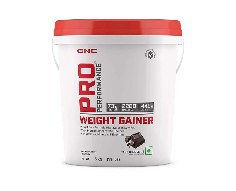 GNC Pro Performance Weight Gainer Supplement Powder- 11 lbs, 5 kg (Dark Chocolate)