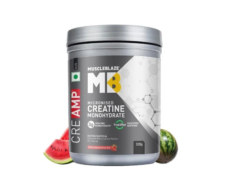 MuscleBlaze Micronised Creatine Monohydrate CreAMP Powder, Watermelon Kool Aid (80 Servings, 320g)