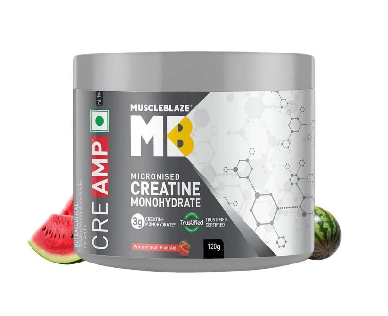 MuscleBlaze Micronised Creatine Monohydrate CreAMP Powder, Watermelon Kool Aid (30 Servings, 120g)