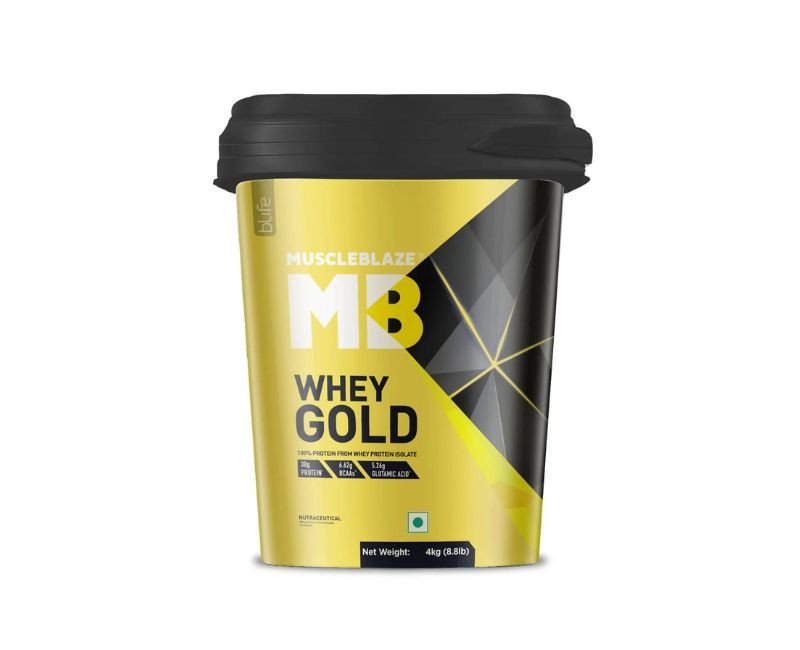 MuscleBlaze Whey Gold, 100% Whey Protein Isolate, Labdoor USA Certified, 30g Whey Protein Per Scoop (Rich Milk Chocolate, 4kg / 8.8lb)