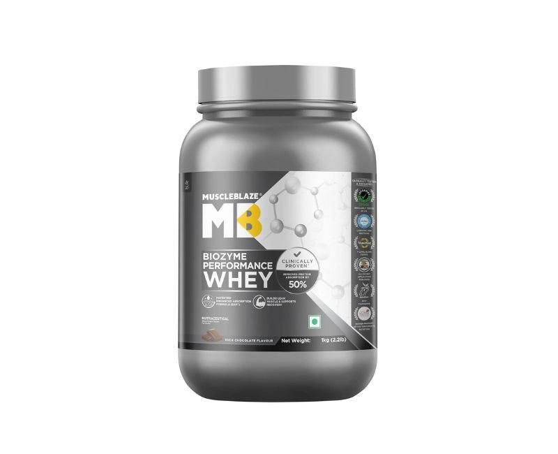 MuscleBlaze Biozyme Performance Whey Protein Powder, Rich Chocolate (1kg / 2.2lbs)
