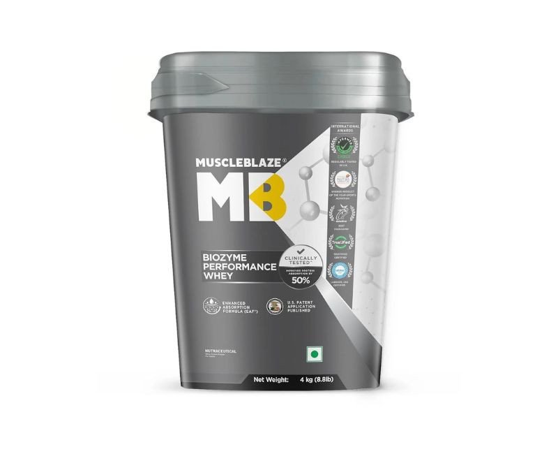 MuscleBlaze Biozyme Performance Whey Protein Powder, Rich Chocolate (4kg / 8.8lbs)