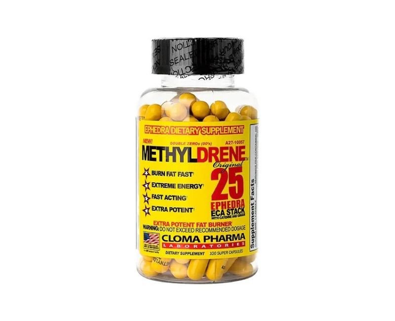 METHYLDRENE 25 EPHEDRA ECA STACK - Cloma Pharma - 100 Capsules