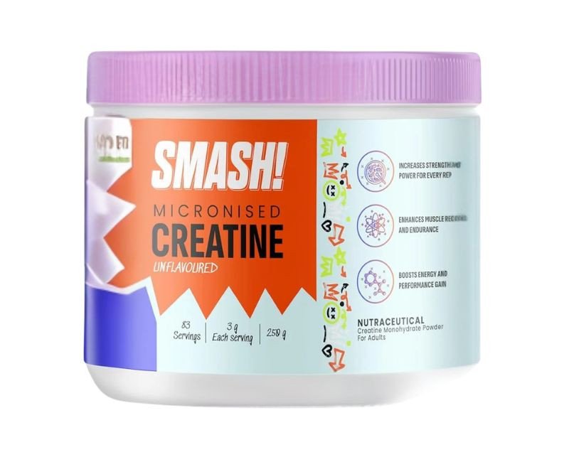 SMASH Micronised Creatine Monohydrate Powder, Unflavoured (83 Servings, 250g)