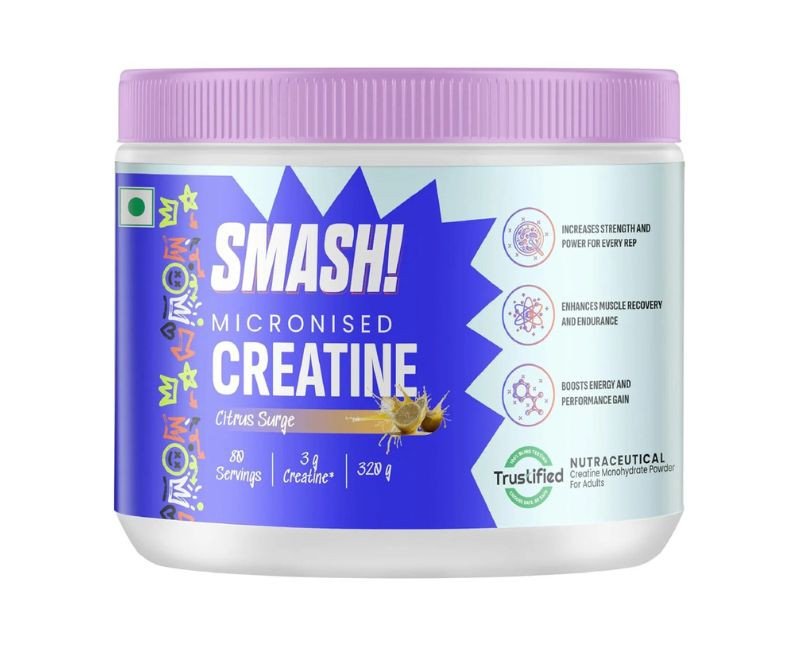 SMASH Micronised Creatine Monohydrate Powder, Citrus Surge (80 Servings, 320g)