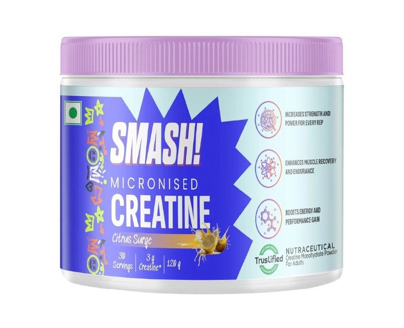 SMASH Micronised Creatine Monohydrate Powder, Citrus Surge (30 Servings, 120g)